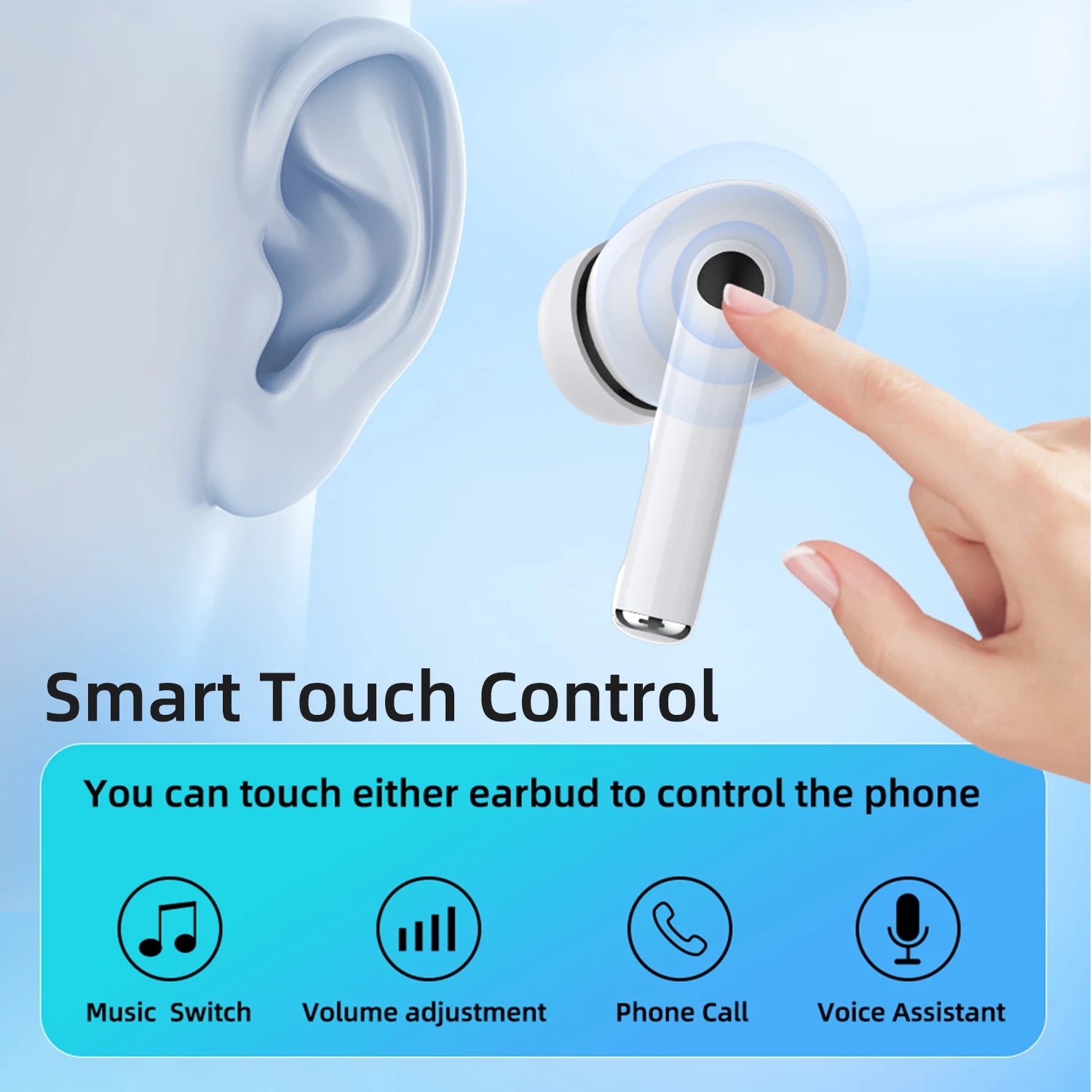 Newly Bluetooth Wireless Air buds Mini Earphones In ear Gaming Headphones Touch Control  Earbuds