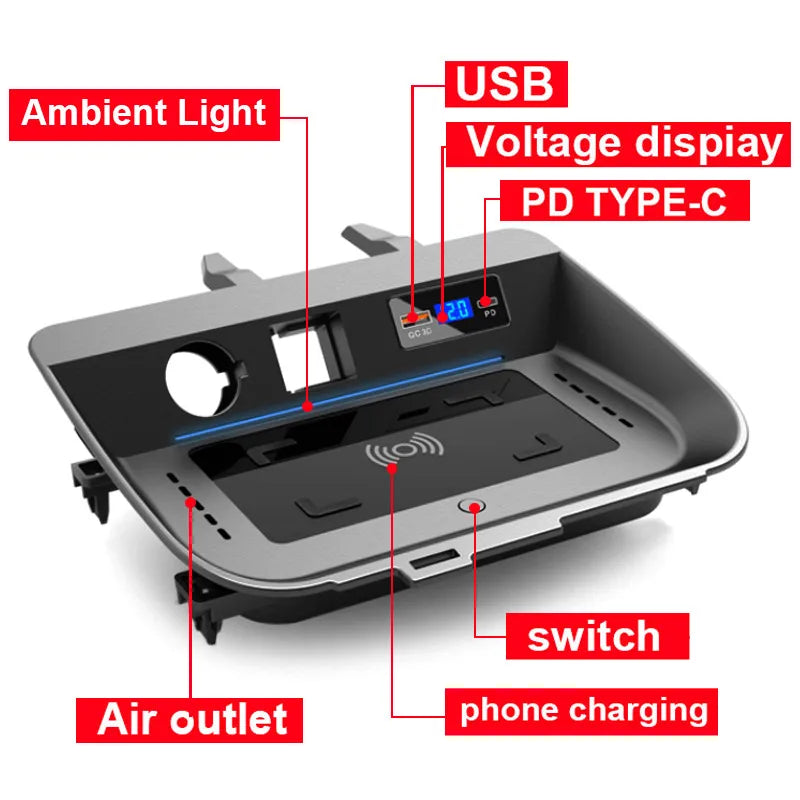 Accessories For Toyota Rav4 xa50 2020-2025 Car Wireless Charger 15W Fast Charging Phone Holder Pad Car Modification Product