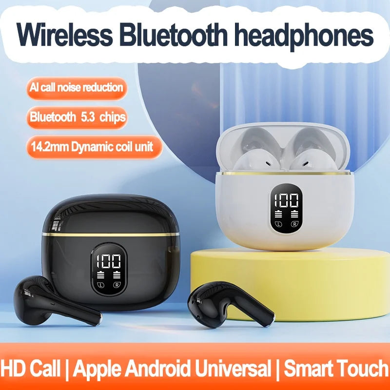 Bluetooth 5.3 TWS Wireless Headphones with LED Display Stereo Headset Touch Control Earbuds Noise Reduction for smartphones