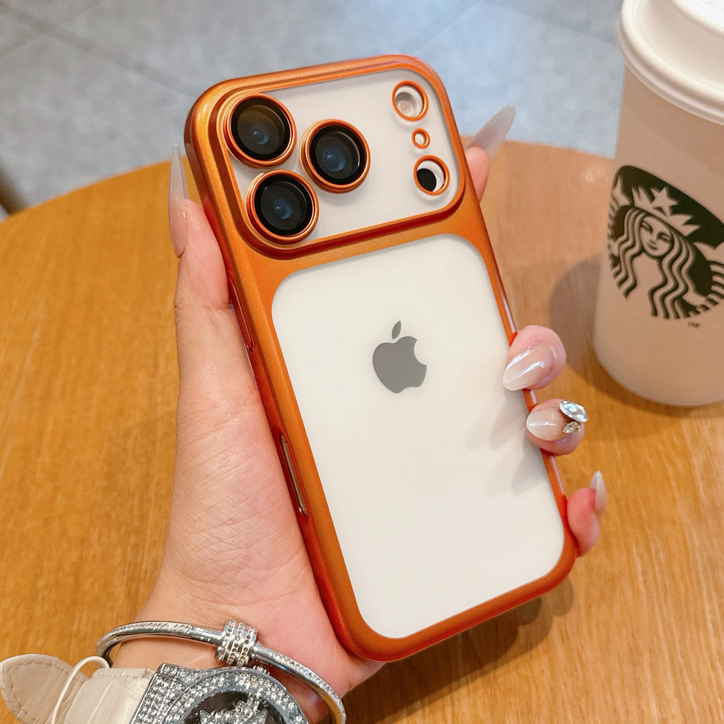 New Transparent Phone Case For iPhone 17 Pro Max 17Air Plating Frame Lens Film Protection Anti-fall Hard Clear Cover