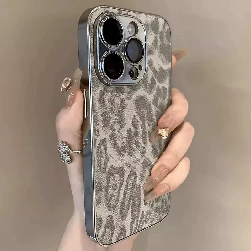 Luxury Leopard Print Phone Case For iPhone 11 12 13 14 15 16 17 Pro Max Plus Air Shockproof Bumber Cases Cover