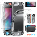 7-in-1 Protective Accessories Kit for Switch 2 Dockable TPU Clear Soft Case w/2 HD Tempered Glass Screen Protector 4 Thumb Grips