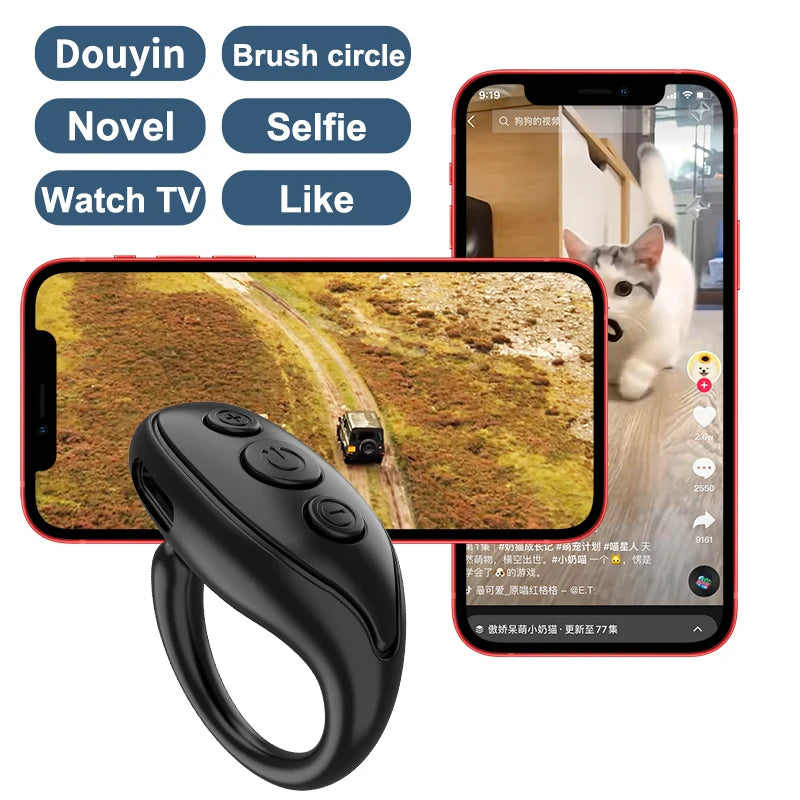 Ring Remote Control For Tiktok Browsing Mobile Phone Selfie Page Turner Lazy Artifact Bluetooth-compatible 5.3