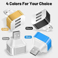 3 Port USB Slots Adaptor USB 3 in 1 2.0 Multple USB Interface Extender Auto Electronics Accessories