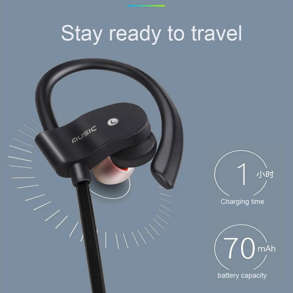 Bluetooth Earphone Earloop Earbuds Stereo Bluetooth Headphone Wireless Sports Earpiece Handsfree with Microphone For Smart Phone