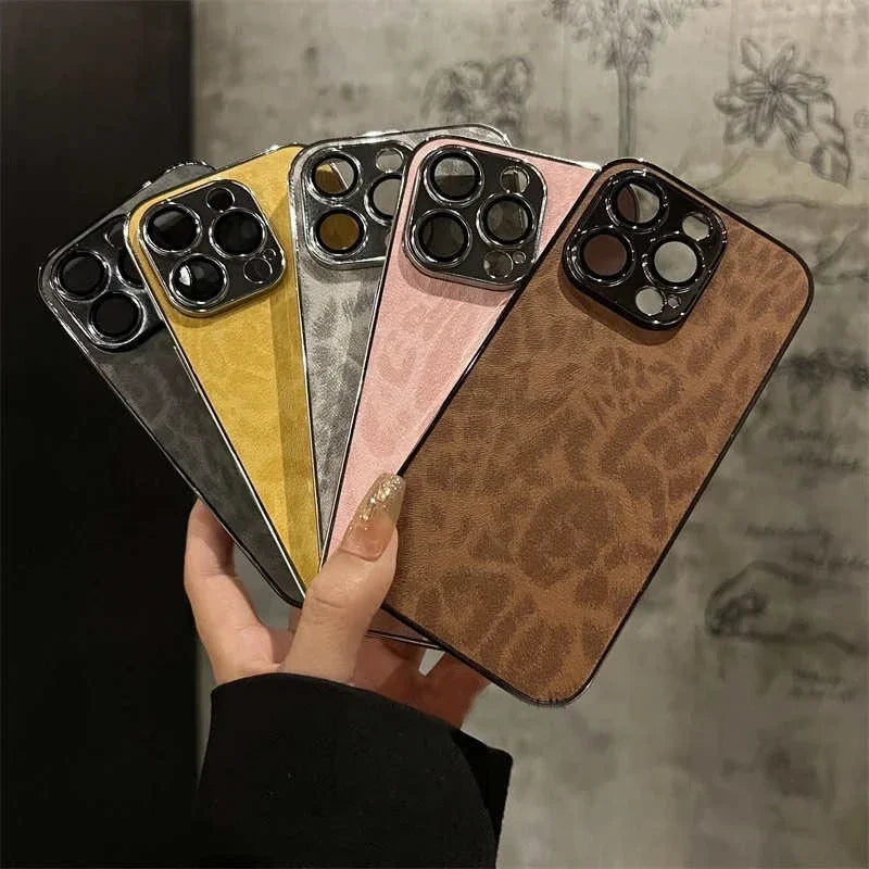 Luxury Leopard Print Phone Case For iPhone 11 12 13 14 15 16 17 Pro Max Plus Air Shockproof Bumber Cases Cover