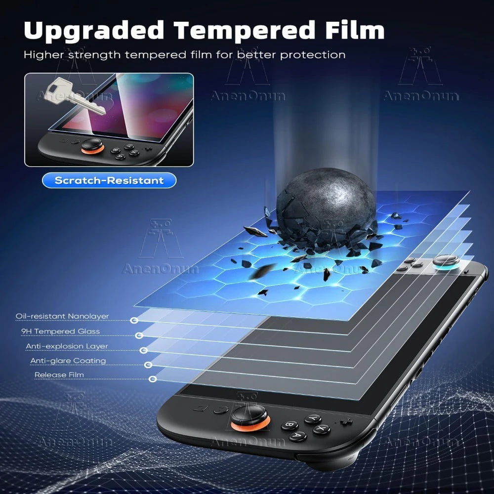 7-in-1 Protective Accessories Kit for Switch 2 Dockable TPU Clear Soft Case w/2 HD Tempered Glass Screen Protector 4 Thumb Grips
