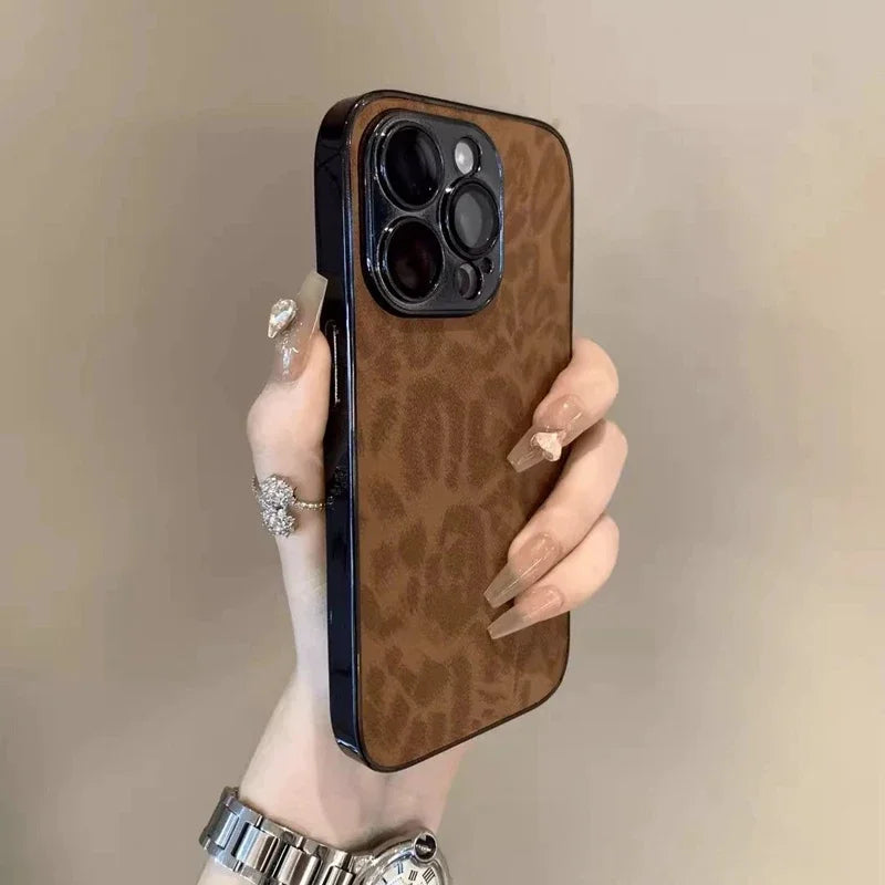 Luxury Leopard Print Phone Case For iPhone 11 12 13 14 15 16 17 Pro Max Plus Air Shockproof Bumber Cases Cover