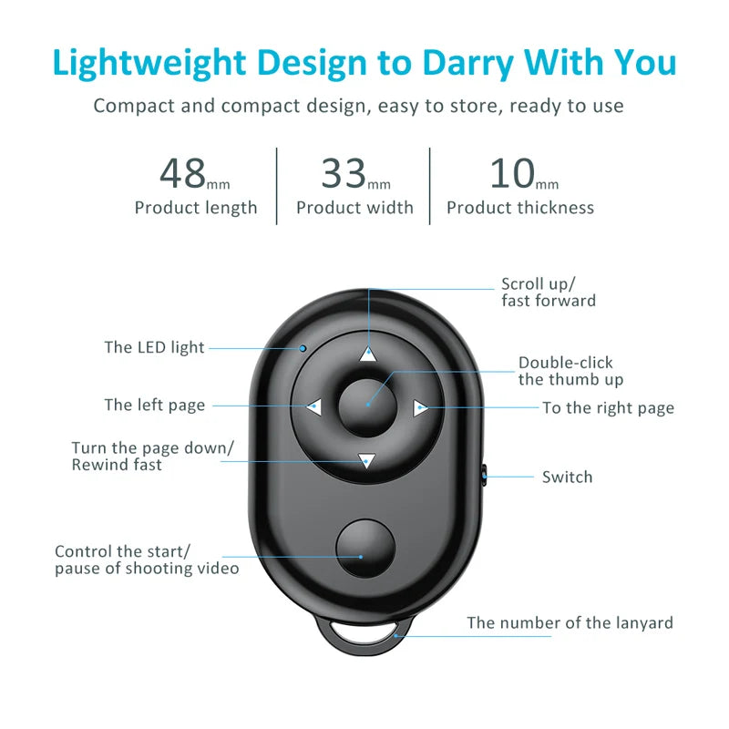 Small Convenient Mobile Phone Remote Controls for Tiktok Small Video Like/Selfie/Live Artifact/Shutter Remote Control