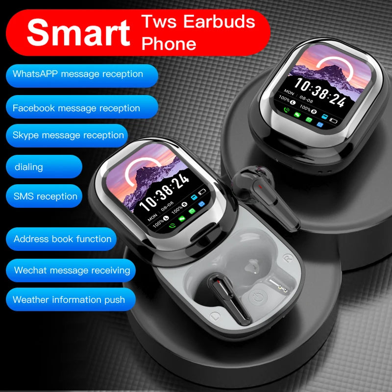 LED Display Wireless Earbuds 50H Playtime Clear HiFi Sound AI Translator Touch Control IPX7 Waterproof Comfortable Fit