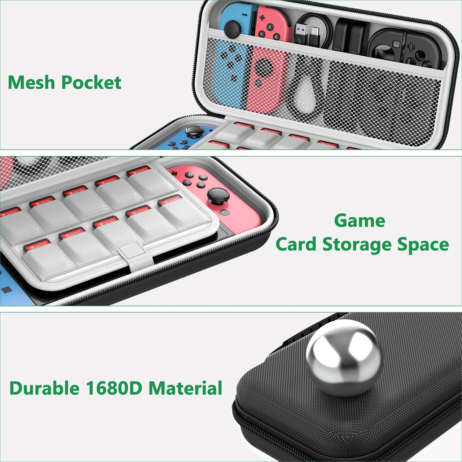 Switch Accessories Bundle 27 in 1 Accessories Kit with Carrying Case Screen Protector Charging Dock Men Women Christmas Gifts