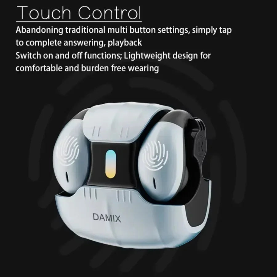 Bone Conduction Open Ear Clip Wireless Bluetooth 5.5 Headphones LED Breathing Light Noise Canceling Earbuds for Music