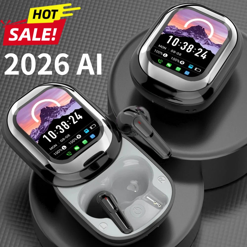 LED Display Wireless Earbuds 50H Playtime Clear HiFi Sound AI Translator Touch Control IPX7 Waterproof Comfortable Fit