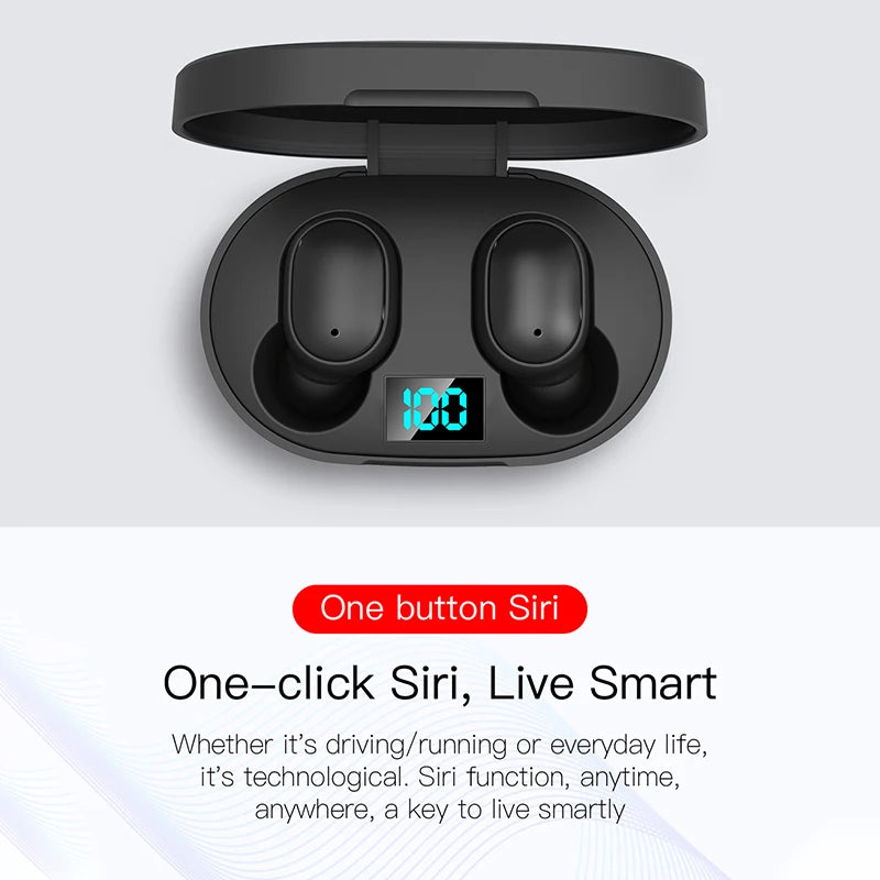 E6S Mini Wireless Earbuds With LED Digital Display, Bluetooth 5.1, Portable Charging Case, Noise Reduction, In-Ear Design 150mAh