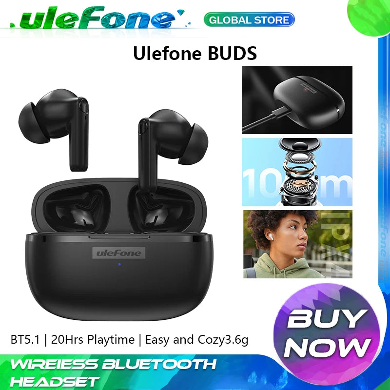 Ulefone Buds Wireless Bluetooth Headset Sports Music Earphones Business Headset Earbuds Suitable For All Smart Phones
